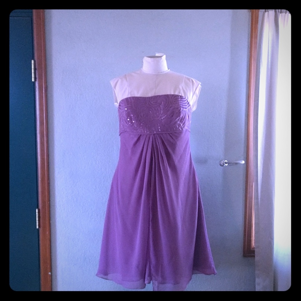 Lavender cocktail length formal dress